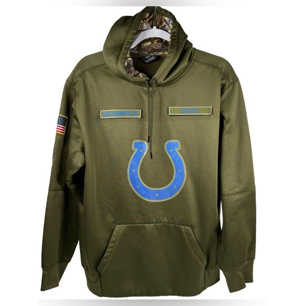 NFL Indianapolis Colts Onfield Salute to Service Hoodie Green Hoodie Men’s Large